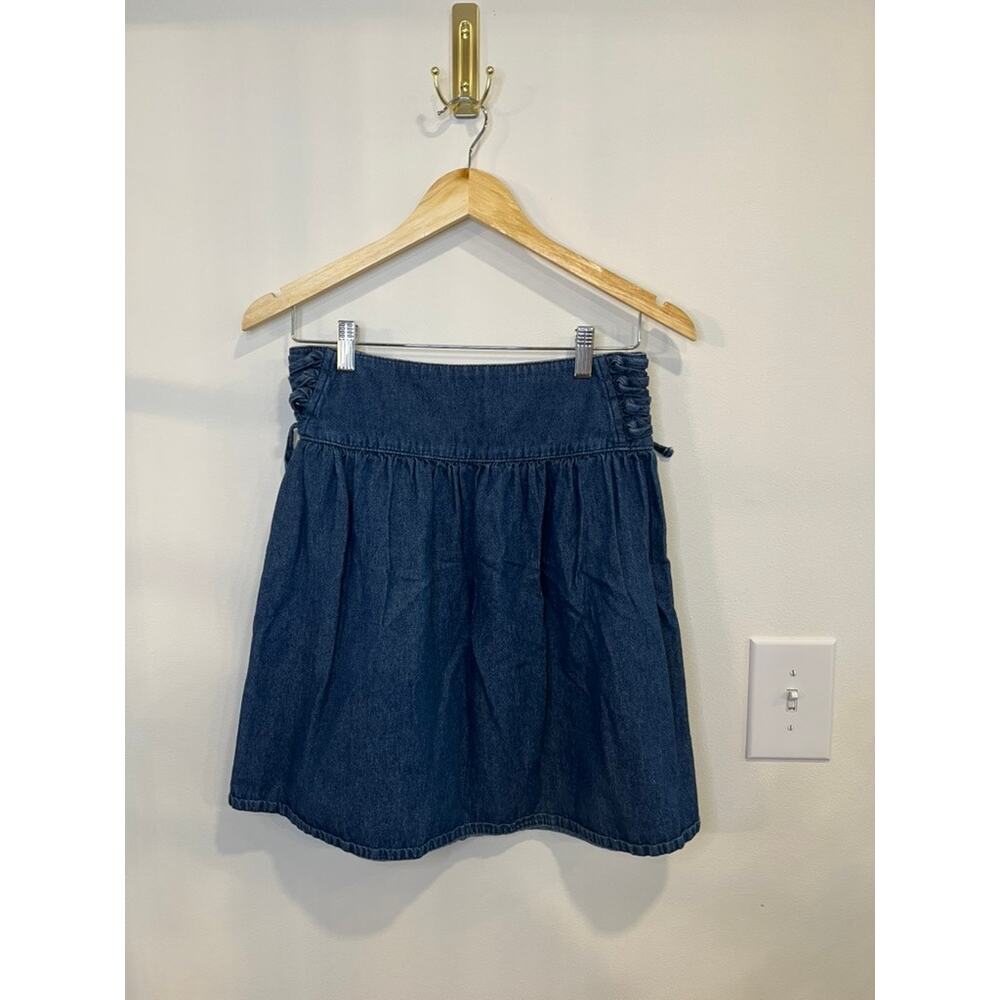 Cato Girls Denim Skirt Size 16 Chambray Mini Skirt Ruffle Waist Boho Casual